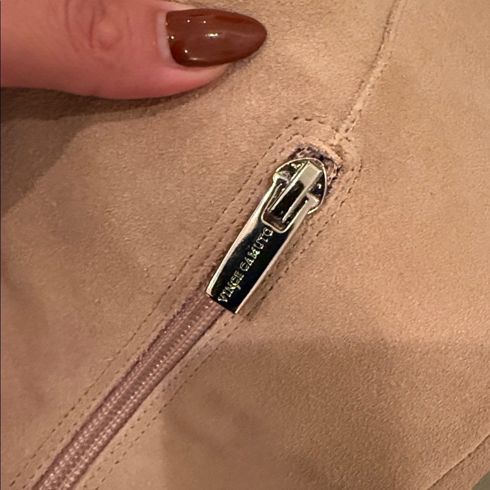 Vince Camuto -  VC-AFELIA - Beige Suede Heeled Boots - Picture 2 of 8